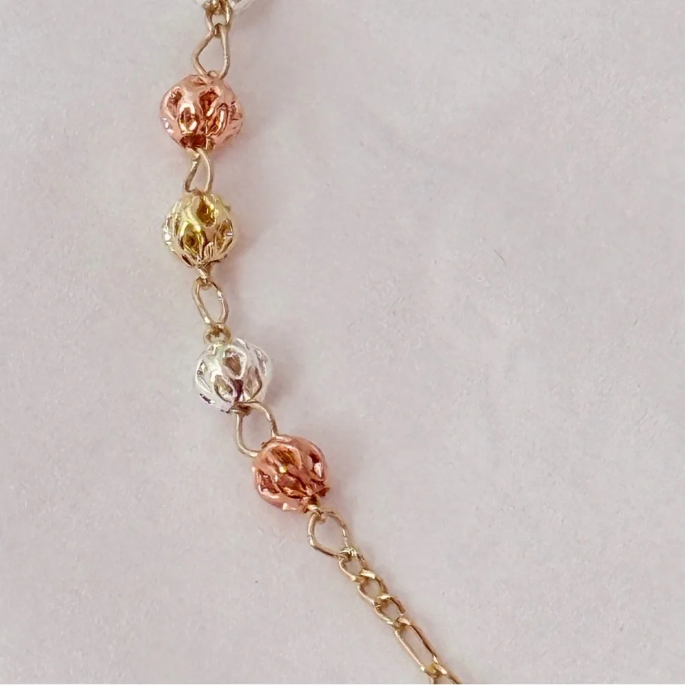 New, Rosary, tricolor Laminated Gold‎ with image of the holy death. unisex